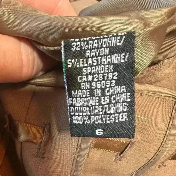 Renaur Satin Trim A-Line Skirt Taupe Size 6 - Picture 6 of 6